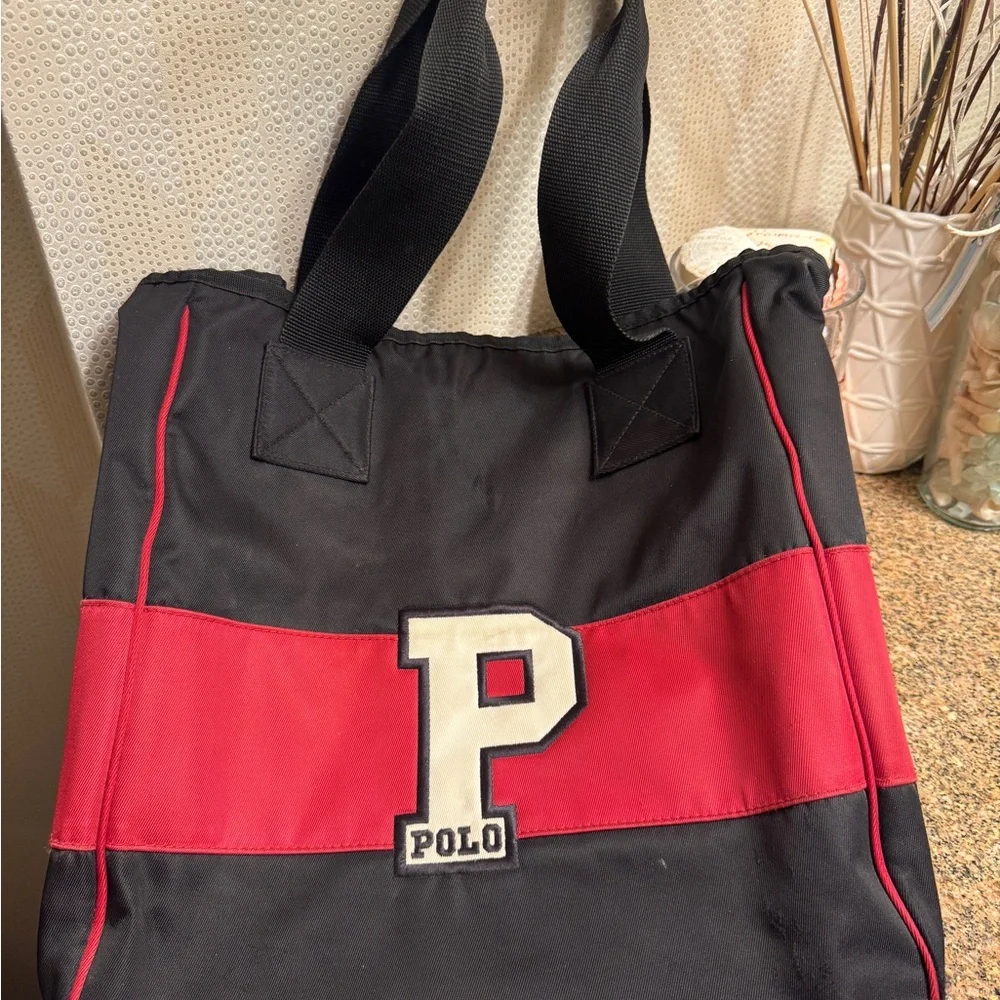 Vinatge Polo‎ by Ralph Lauren Black and Red Tote Bag